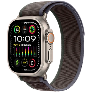 Apple Watch Ultra 2 2024 GPS + Cellular 49mm Natural Titanium Case with Blue/Black Trail Loop - S/M