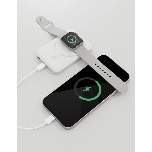 Аккумулятор внешний VLP Dual Magsafe PowerBank 5000 mAh, 3A, USB-C, белый