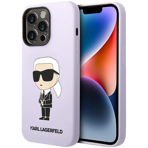 Lagerfeld для iPhone 14 Pro чехол Liquid silicone NFT Karl Ikonik Hard Purple