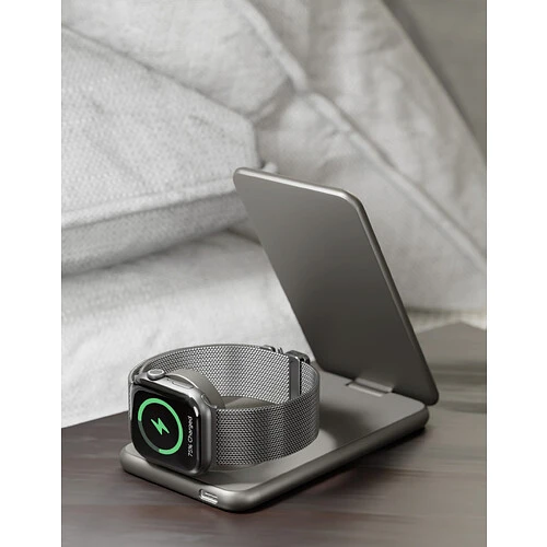 Беспроводное зарядное устройство VLP Alum Power Pro Qi2 для Apple, натуральный титан