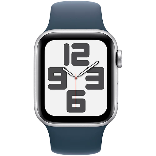 Apple Watch SE 2 (2023) GPS 40mm Silver Aluminum Case with Storm Blue Sport Band - M/L