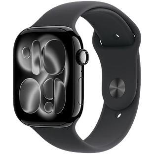 Apple Watch Series 11, GPS, 46mm, Jet Black Aluminium Case with Black Sport Band - S/M