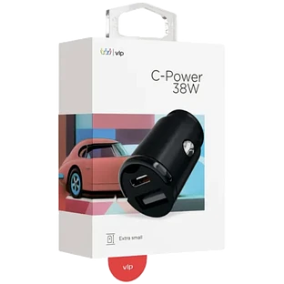 Автомобильное зарядное устройство "vlp" С-Power 38W USB-C+USB-A, PD, QC, черный