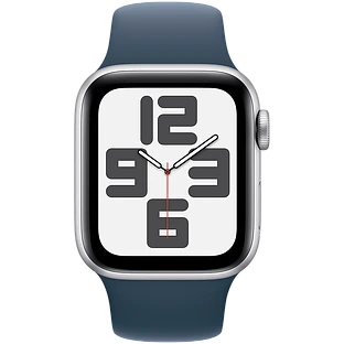 Apple Watch SE 2 (2023) GPS 40mm Silver Aluminum Case with Storm Blue Sport Band - M/L