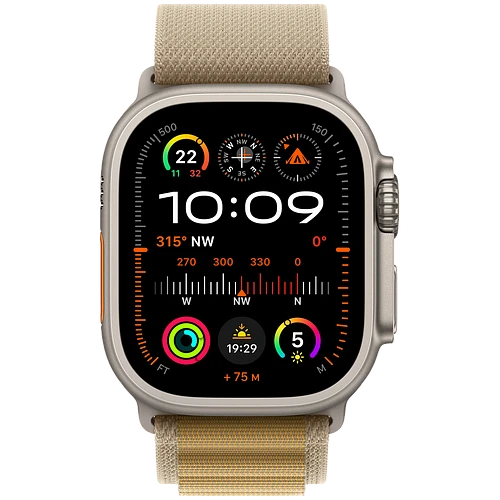Apple Watch Ultra 2 2024 GPS + Cellular 49mm Natural Titanium Case with Tan Alpine Loop - M