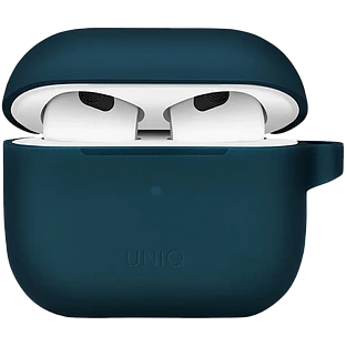 Чехол Uniq для Airpods 3 Vencer Silicone case +carabin and strap Blue
