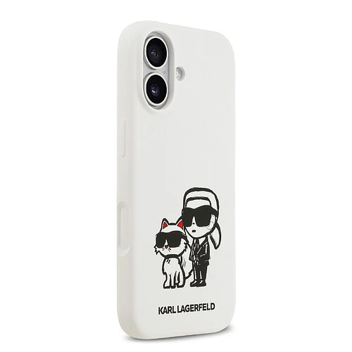 Чехол KARL LAGERFELD для iPhone 17 Liquid Silicone Sketch Karl & Choupette Hard White (MagSafe)