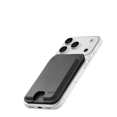 Магнитный кардхолдер uBear Fold Find My, эко-кожа, черный