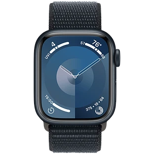 Apple Watch Series 9 GPS, 41 мм, корпус - темная ночь, спортивный нейлоновый ремешок черного цвета