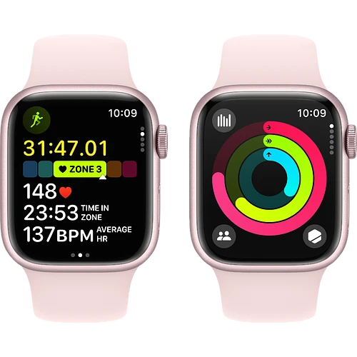 Apple Watch Series 9 GPS, 41 мм, корпус - розовый, спортивный ремешок розового цвета S/M