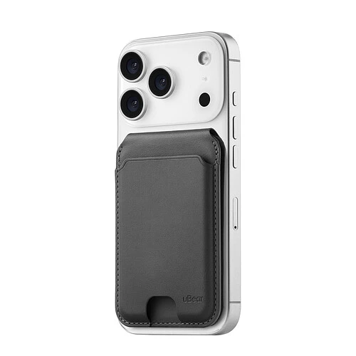 Магнитный кардхолдер uBear Fold Find My, эко-кожа, черный