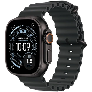 Apple Watch Ultra 3, GPS + Cellular, 49mm, Black Titanium Case with Black Ocean Band - One Size
