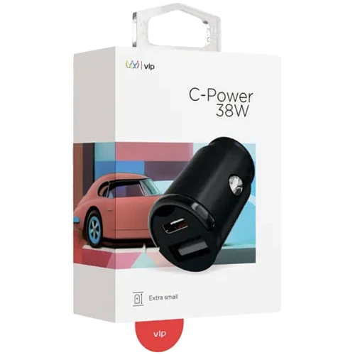 Автомобильное зарядное устройство "vlp" С-Power 38W USB-C+USB-A, PD, QC, черный