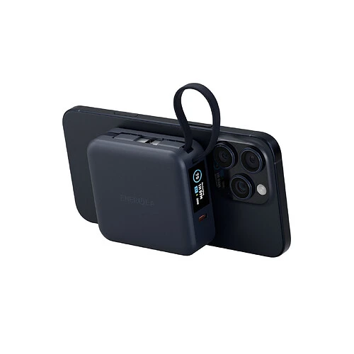 Аккумулятор внешний Energea MagPac MINI Plus, 10000 mAh Magnetic wireless 15W + С 20W +2 C cables and Display Blue