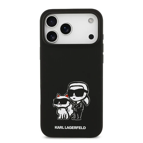 Чехол KARL LAGERFELD для iPhone 17 Pro Liquid Silicone Sketch Karl & Choupette Hard Black (MagSafe)