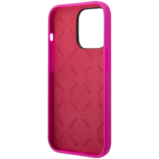 Guess для iPhone 14 Pro чехол Liquid silicone Gold metal logo Hard Fuchsia