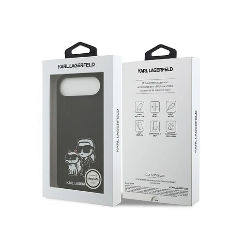 Чехол KARL LAGERFELD для iPhone Air Liquid Silicone Sketch Karl & Choupette Hard Black (MagSafe)