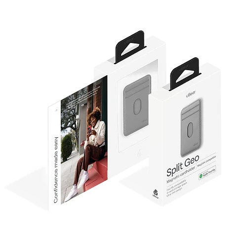 Магнитный кардхолдер uBear Split Find My, эко-кожа, серый