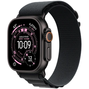 Apple Watch Ultra 3, GPS + Cellular, 49mm, Black Titanium Case with Black Alpine Loop - L