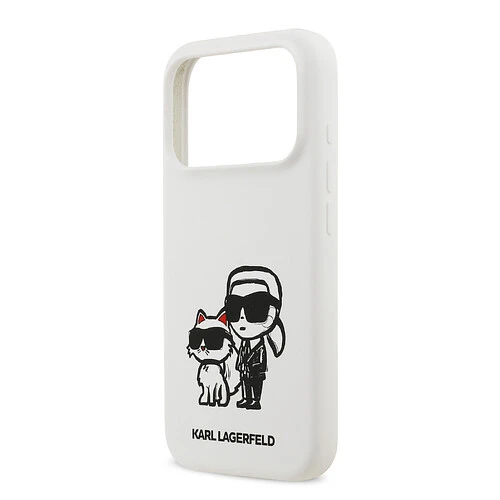 Чехол KARL LAGERFELD для iPhone 17 Pro Liquid Silicone Sketch Karl & Choupette Hard White (MagSafe)