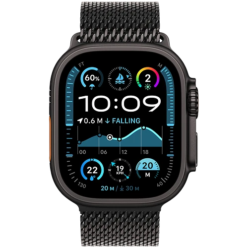 Apple Watch Ultra 2 2024 GPS + Cellular 49mm Black Titanium Case with Black Titanium Milanese Loop - L