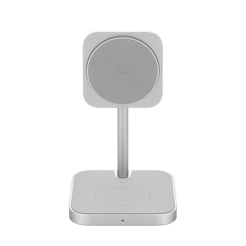 Беспроводное зарядное устройство uBear Evoke, 3-в-1, MagSafe совместимое, Qi2, цвет: серебро