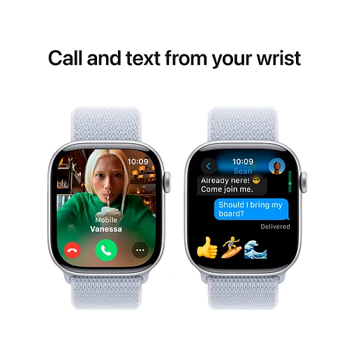 Apple Watch Series 10 GPS 42mm Silver Aluminum Case with Blue Cloud Sport Loop