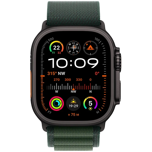 Apple Watch Ultra 2 2024 GPS + Cellular 49mm Black Titanium Case with Dark Green Alpine Loop - M