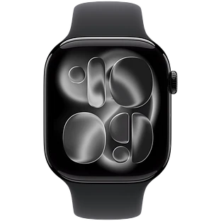 Apple Watch Series 11, GPS, 46mm, Jet Black Aluminium Case with Black Sport Band - S/M