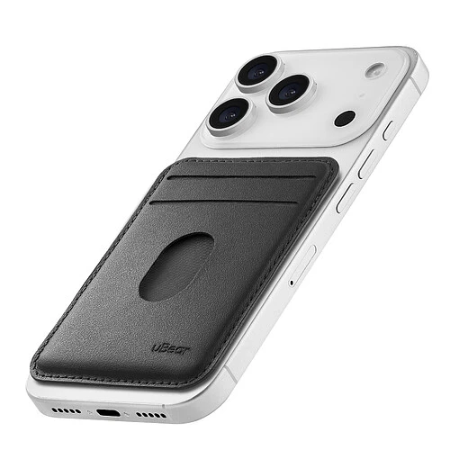 Магнитный кардхолдер uBear Split, эко-кожа, черный