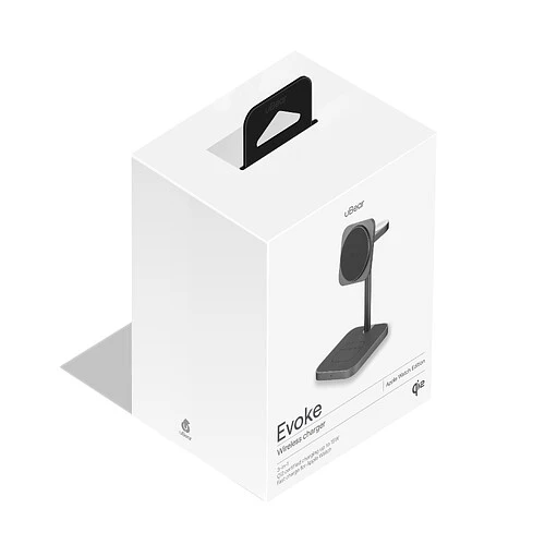 Беспроводное зарядное устройство uBear Evoke, 3-в-1, MagSafe совместимое, Qi2, цвет: серый