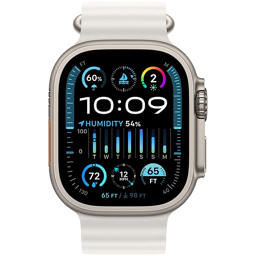Apple Watch Ultra 2 2024 GPS + Cellular 49mm Natural Titanium Case with White Ocean Band 