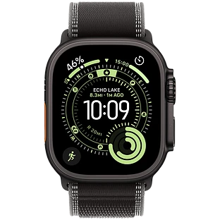 Apple Watch Ultra 3, GPS + Cellular, 49mm, Black Titanium Case with Black/Charcoal Trail Loop - S/M