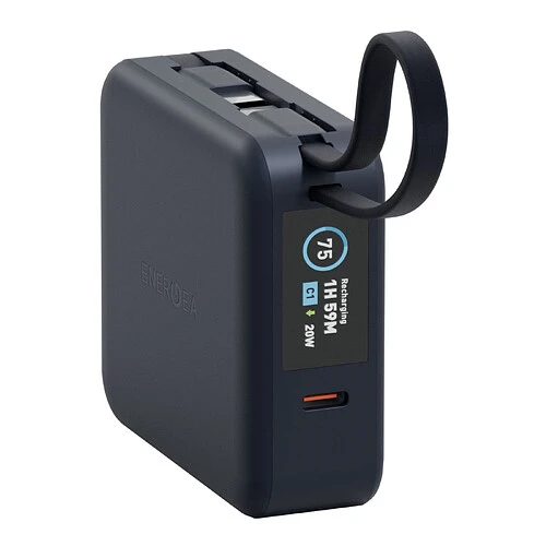 Аккумулятор внешний Energea MagPac MINI Plus, 10000 mAh Magnetic wireless 15W + С 20W +2 C cables and Display Blue