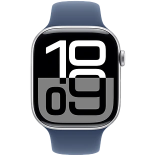 Apple Watch Series 10 GPS 46mm Silver Aluminum Case with Denim Sport Band - M/L
