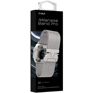 Ремешок из нержавеющей стали VLP Milanese Band Pro для Apple Watch 42/44/45 мм  титановый