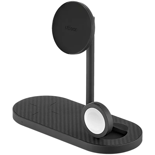 Беспроводное зарядное устройство uBear Stage Pro, 3-в-1, с поддержкой MagSafe, материал Кевлар