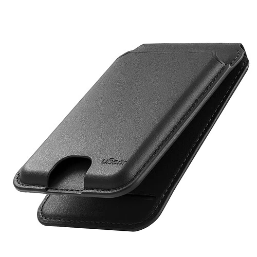 Магнитный кардхолдер uBear Fold Find My, эко-кожа, черный