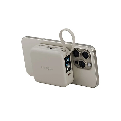 Аккумулятор внешний Energea MagPac MINI Plus, 10000 mAh Magnetic wireless 15W + С 20W +2 C cables and Display Sand