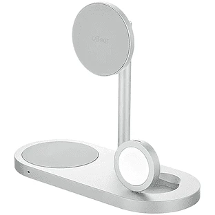 Беспроводное зарядное устройство uBear Stage Ultra, 3-в-1, с поддержкой MagSafe, Qi2, цвет: серебро