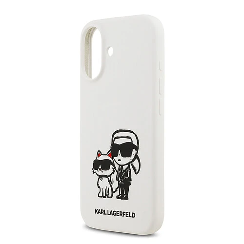 Чехол KARL LAGERFELD для iPhone 17 Liquid Silicone Sketch Karl & Choupette Hard White (MagSafe)