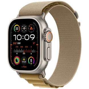 Apple Watch Ultra 2 2024 GPS + Cellular 49mm Natural Titanium Case with Tan Alpine Loop - M