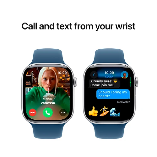 Apple Watch Series 10 GPS 46mm Silver Aluminum Case with Denim Sport Band - M/L