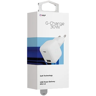 Сетевое зарядное устройство VLP G-Charge 30Вт USB-C+USB-A, QC, белый