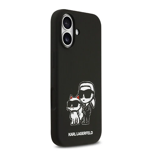 Чехол KARL LAGERFELD для iPhone 17 Liquid Silicone Sketch Karl & Choupette Hard Black (MagSafe)