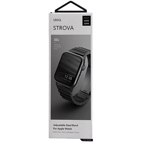 Ремешок Uniq для Apple Watch 49/46/45/44 mm Strova Strap Link Steel Black