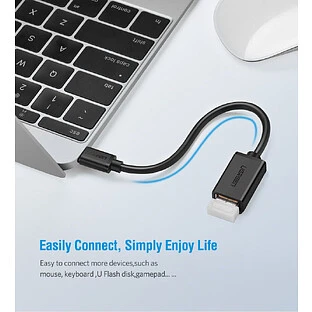 Переходник UGREEN US154-30701  Type C (M) to USB-A 3.0 (F)  5 Gb/s  пластиковый с проводом 15cm  bla
