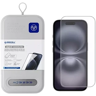 Защитное стекло MOCOLL 2.5D iPhone 16 / 15 / 14 Pro + Установочный комплект