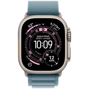Apple Watch Ultra 3, GPS + Cellular, 49mm, Natural Titanium Case with Light Blue Alpine Loop - L