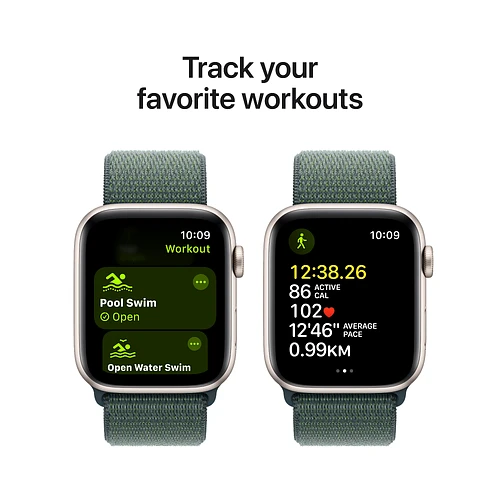 Apple Watch SE 2 (2024) GPS 40mm Starlight Aluminium Case with Lake Green Sport Loop Band